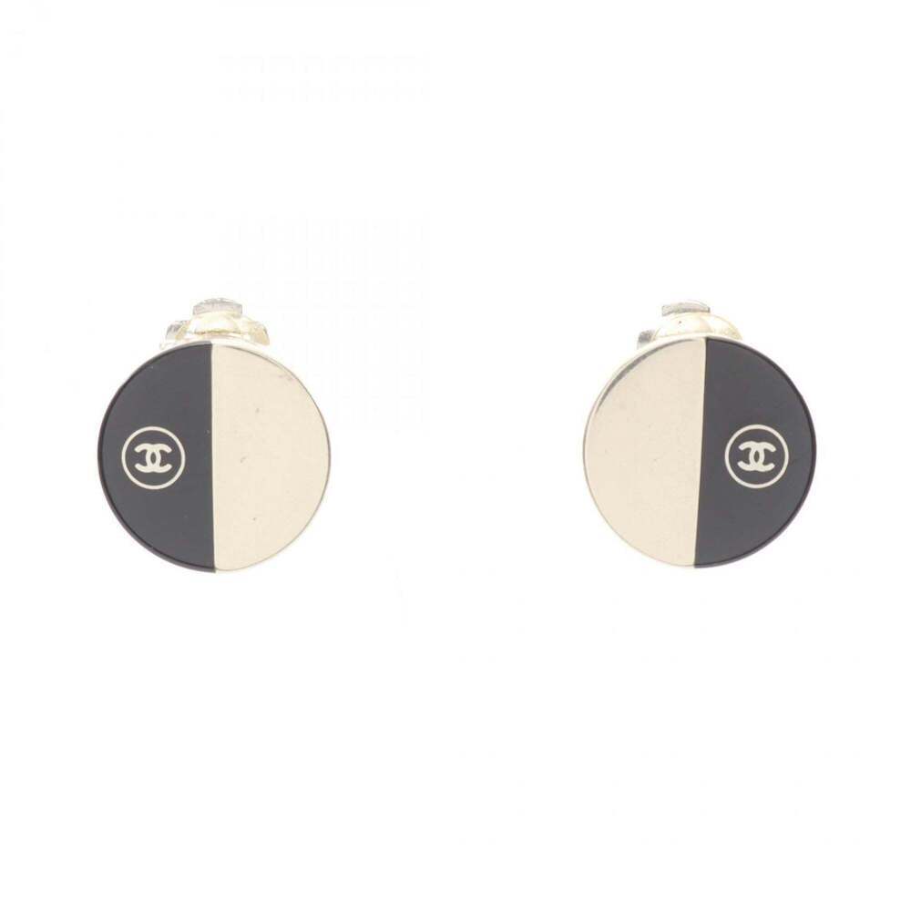 CHANEL Black Logo Earrings